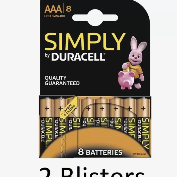 Duracell AAA Batterijen 16 Stuks (2 Blisters van 8) - Alkaline LR03, 1.5V Energie-opslagtechnologie, Lange Duurzaamheid, Ideaal voor Apparaten