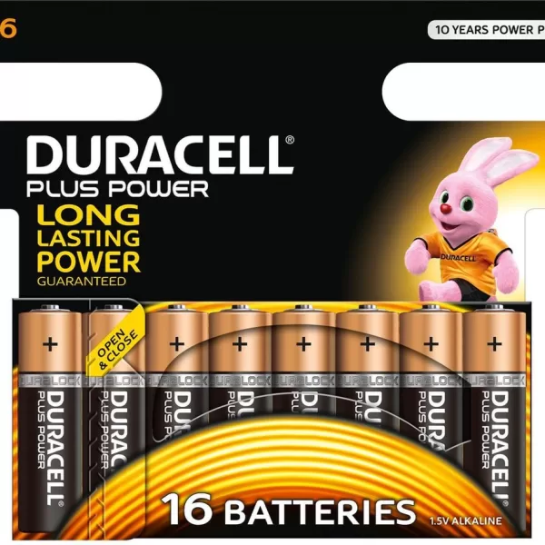 Duracell Plus Mono Alkaline Batterijen LR20 AA - 16 Stuks - Extra Vermogen - Geschikt voor Alledaagse Apparaten - Oranje/Zwart