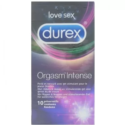 Durex Orgasm' Intense Kondome – Extra Stimulierend für Intensiven Spaß, 12 Stück, Latex, Für Mehr Freude im Liebesspiel