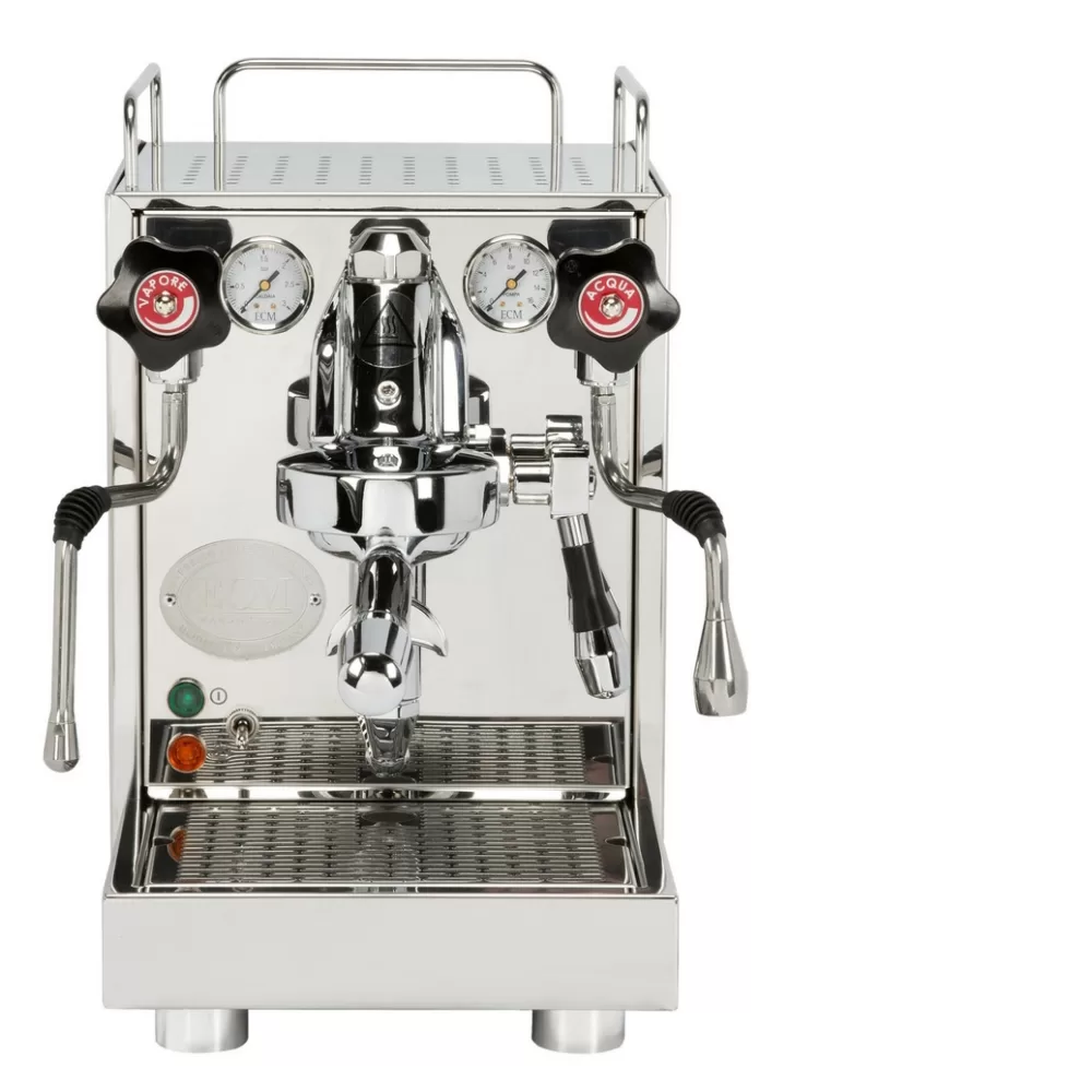 ECM Mechanika VI Slim Espressomaschine – Kompakt, Edelstahlkessel 2,2L, 2 Siebträger, 2,8L Wassertank, 220V, 1600W, ideal für kleine Küchen