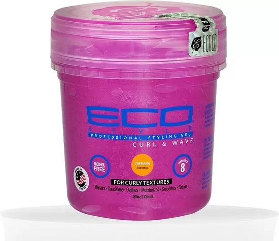 Eco Styler Pink Styling Gel 473ml - Perfecte Hold voor Krullen en Golvend Haar, Versterkt met Tea Tree, Geen Witte Vlokken, Hydraterend