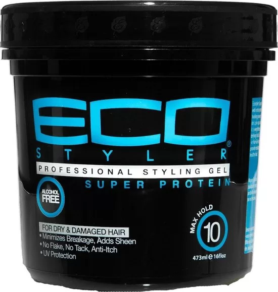 Eco Styler Styling Gel - 473ml, Max Hold #10, Super Protein, Glans & Volume, Geen Witte Vlokken, Ideaal voor Natuurlijk Haar, Kruldefinitie