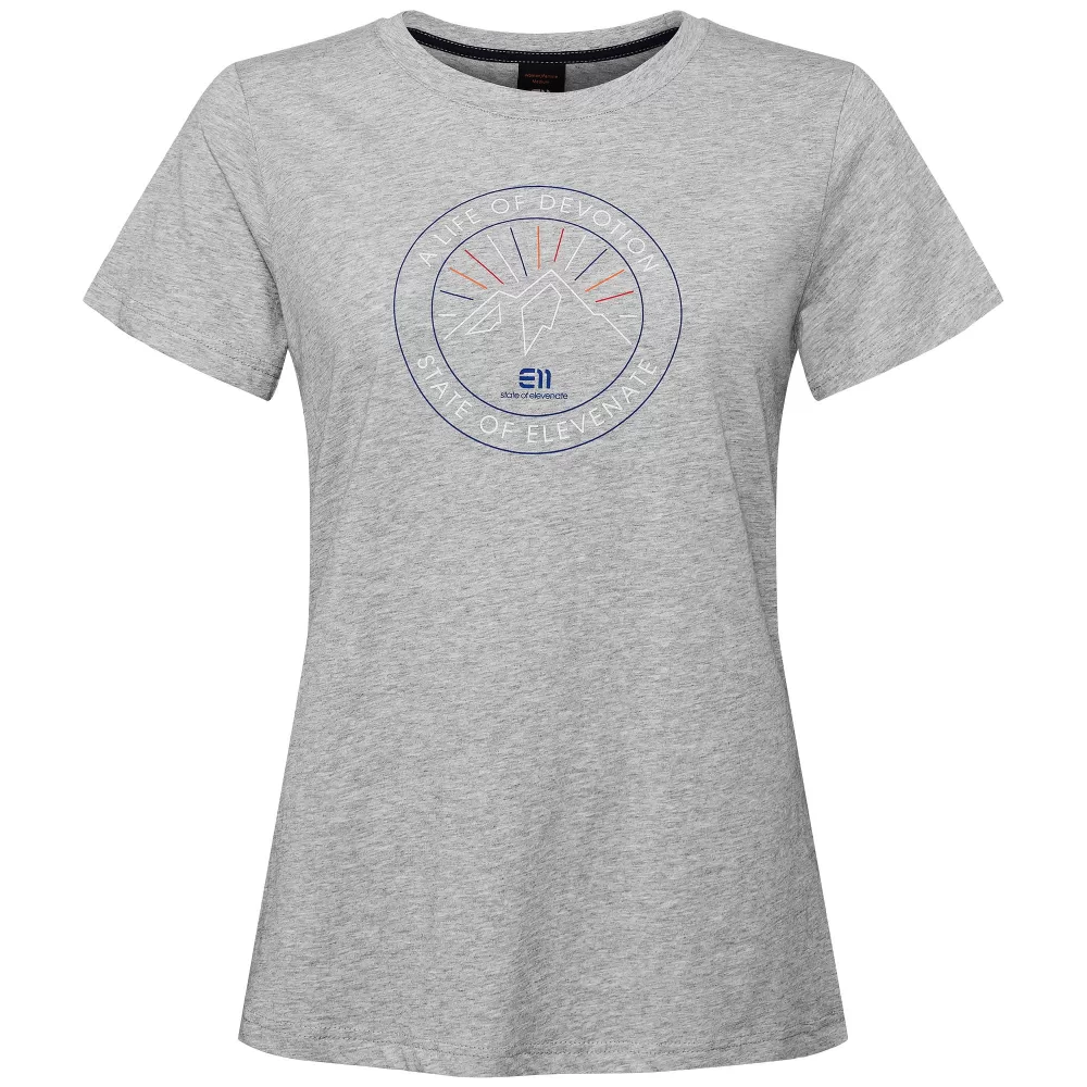 ELEVENATE Alta Tee Damen T-Shirt M – Bio-Baumwolle, Grey Melange, ideal für Bergliebhaberinnen, bequem und nachhaltig