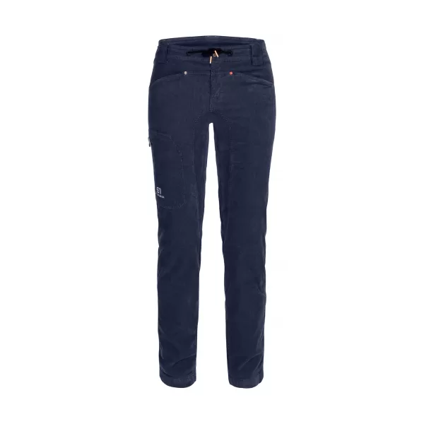 ELEVENATE Damen Après Cord Pants M - Dunkelblau, Dehnbares Cordgewebe, Beintasche mit Reißverschluss, Bequem, Atmungsaktiv, Lockerer Schnitt