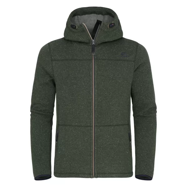 ELEVENATE Argentière Herren Hoodie – Größe L, Deep Forest, robuster Tecnowool, durchgehender Reißverschluss, Brusttasche, elastische Einfassungen