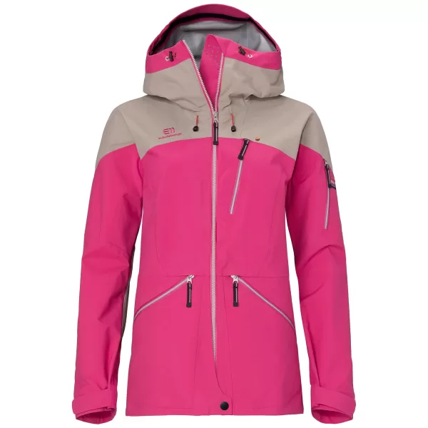 Elevenate Backside Hardshelljacke Damen M - Rich Pink, 3-lagig, wasserdicht, atmungsaktiv, nachhaltig, ideal für Freeskiing & Freeride.