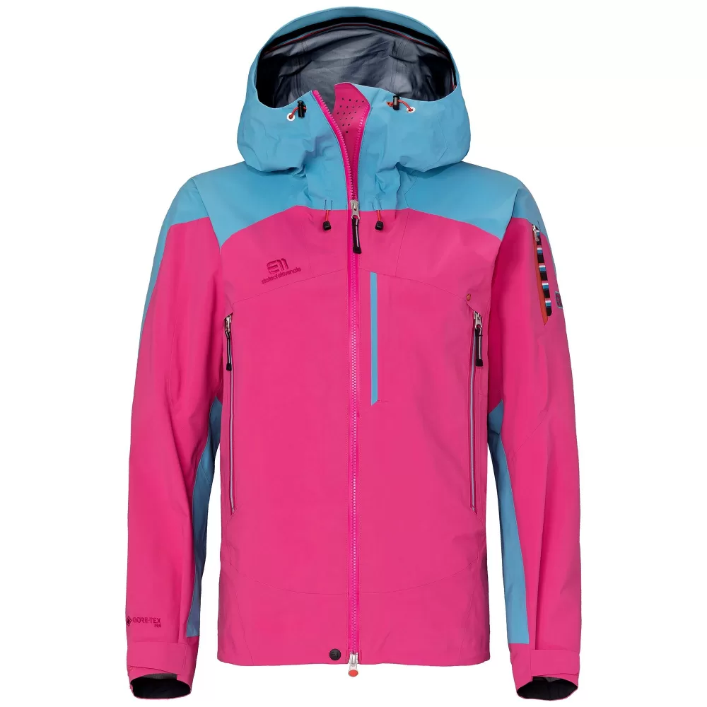 ELEVENATE Bec de Rosses Hardshelljacke Damen M - Gore-Tex Pro, winddicht, atmungsaktiv, helmkompatible Kapuze, RICH PINK, ideal für Skitouren