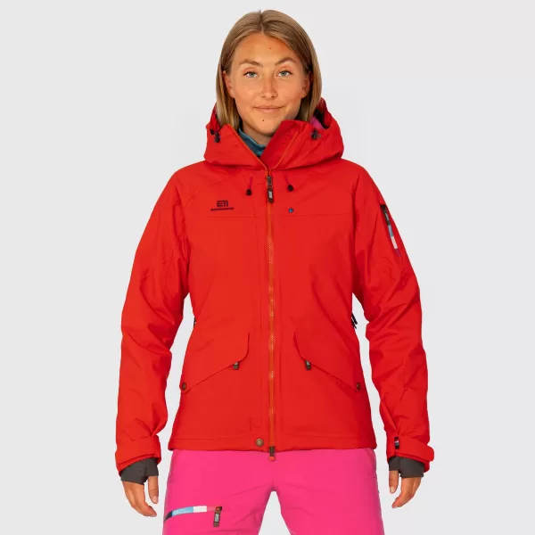 Elevenate Brevent Damen Hardshelljacke M - Red Glow, wasserdicht, atmungsaktiv, isoliert, nachhaltig, für Skifahren & Outdoor-Aktivitäten