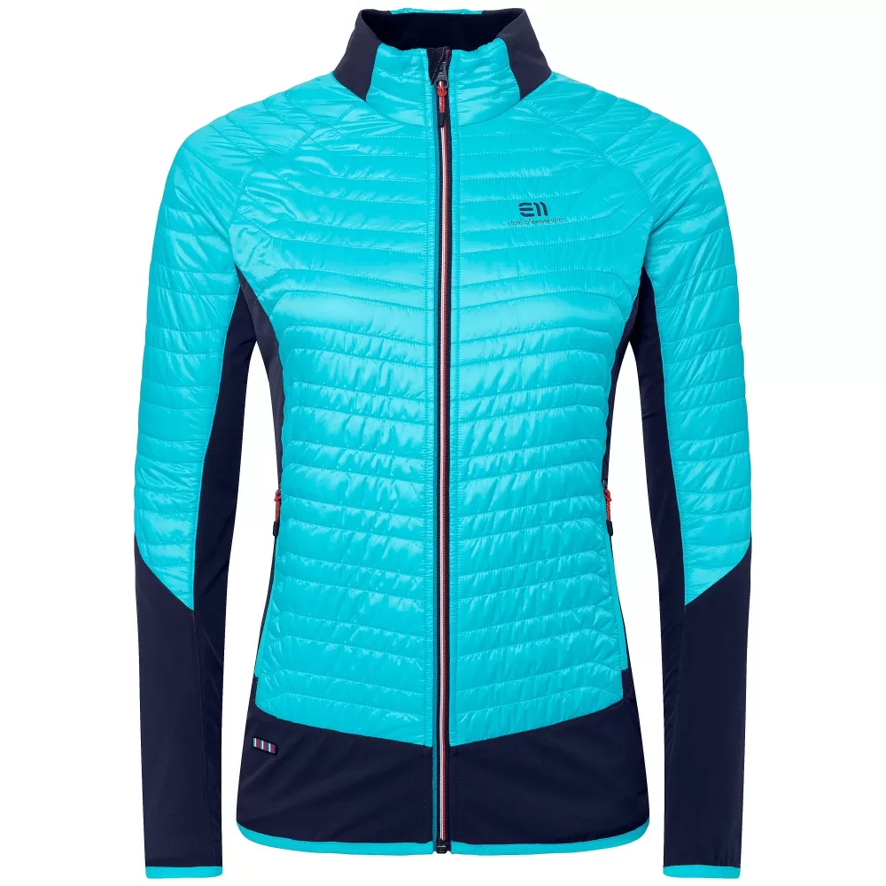 ELEVENATE Damen Hybrid Spring Jacket - Aqua Blue, Größe M, Bluesign-zertifiziert, 80g synthetische Isolierung, Wandern, recyceltes Material