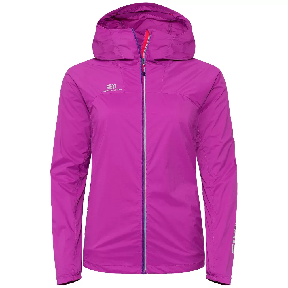 Elevenate La Bise Damen Windbreaker Jacke - Atmungsaktiv, Federleicht, Windbeständig, Größe M, Purple Wine, Regular Fit, Reflektierender Streifen