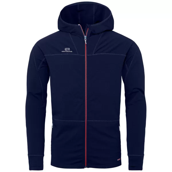 Elevenate Montée Hood Herren Fleecejacke L, Dark Navy – Bequemer Midlayer mit Grid-Insulation, Daumenlöchern, Regular Fit, schnelltrocknend