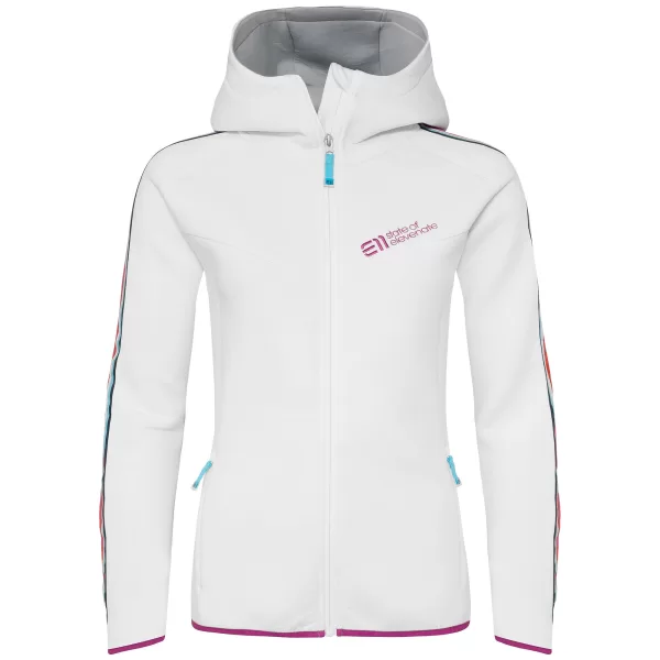 Elevenate Damen Signature Hoodie M, Weiß - Sportlicher Hoodie mit Reißverschluss, elastisch, bequem, ideal für Freizeit & leichte Wanderungen