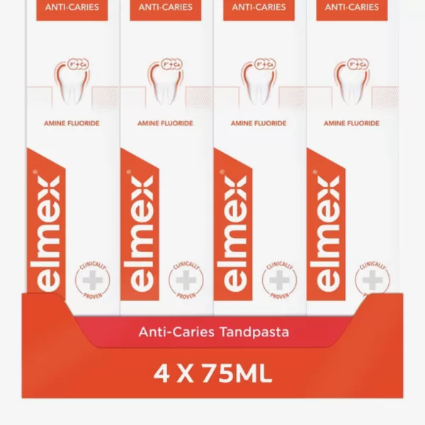 Elmex Anti Caries Tandpasta 4 x 75ml – Voordeelverpakking, Aminfluoride, Remineraliseert Glazuur, Bescherming tegen Cariës, Tandarts Aanbevolen