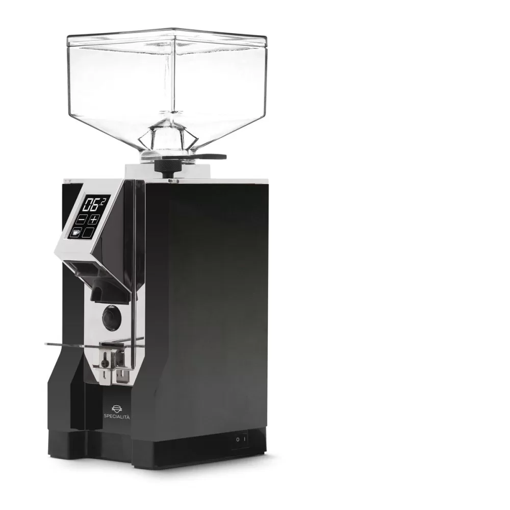 Eureka Mignon Specialita 16CR Kaffeemühle Schwarz, Chrom Auslauf, Digitale Portionierung, 55mm Mahlwerk, Silent-Technologie, 250g Bohnenbehälter