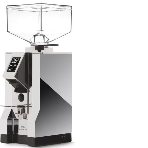 Eureka Mignon Specialita 55 Espresso-Mühle Chrom, digitale Steuerung, 55 mm Mahlscheiben, 300g Bohnenbehälter, Handsfree, SILENT-Technologie