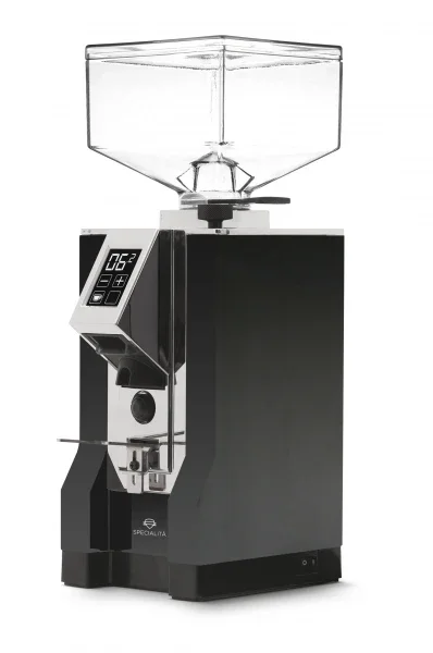 Eureka Mignon Specialita 55 Espressomühle - Chrom Schwarz, digitale Steuerung, 55mm Mahlscheiben, handsfree, leise, 300g Bohnenbehälter