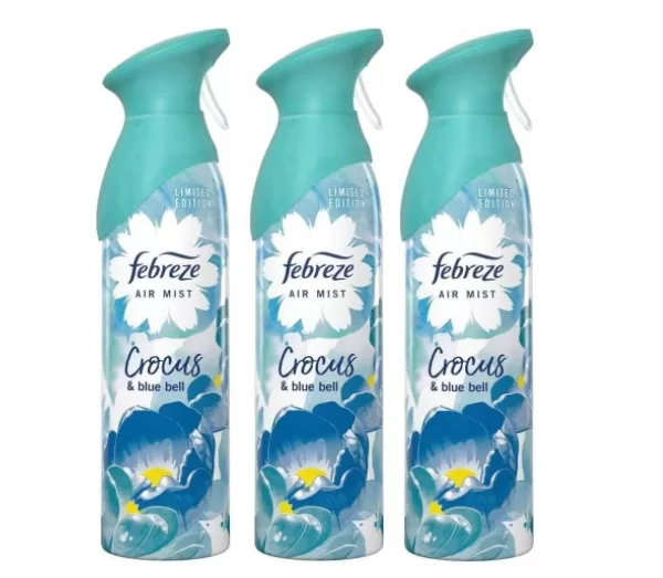 Febreze Luchtverfrisser Spray Voordeelverpakking 6x300ml - Crocus en Blauwbloem, Geurheldere Technologie voor Frisse Geur