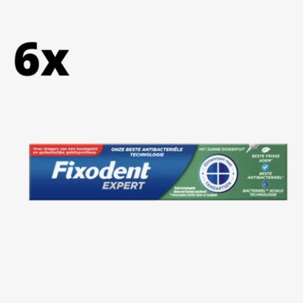 Fixodent Expert Antibacteriële Kleefpasta - 6x40g Voordeelverpakking voor Sterke Fixatie en Zorgeloze Dagelijks Gebruik