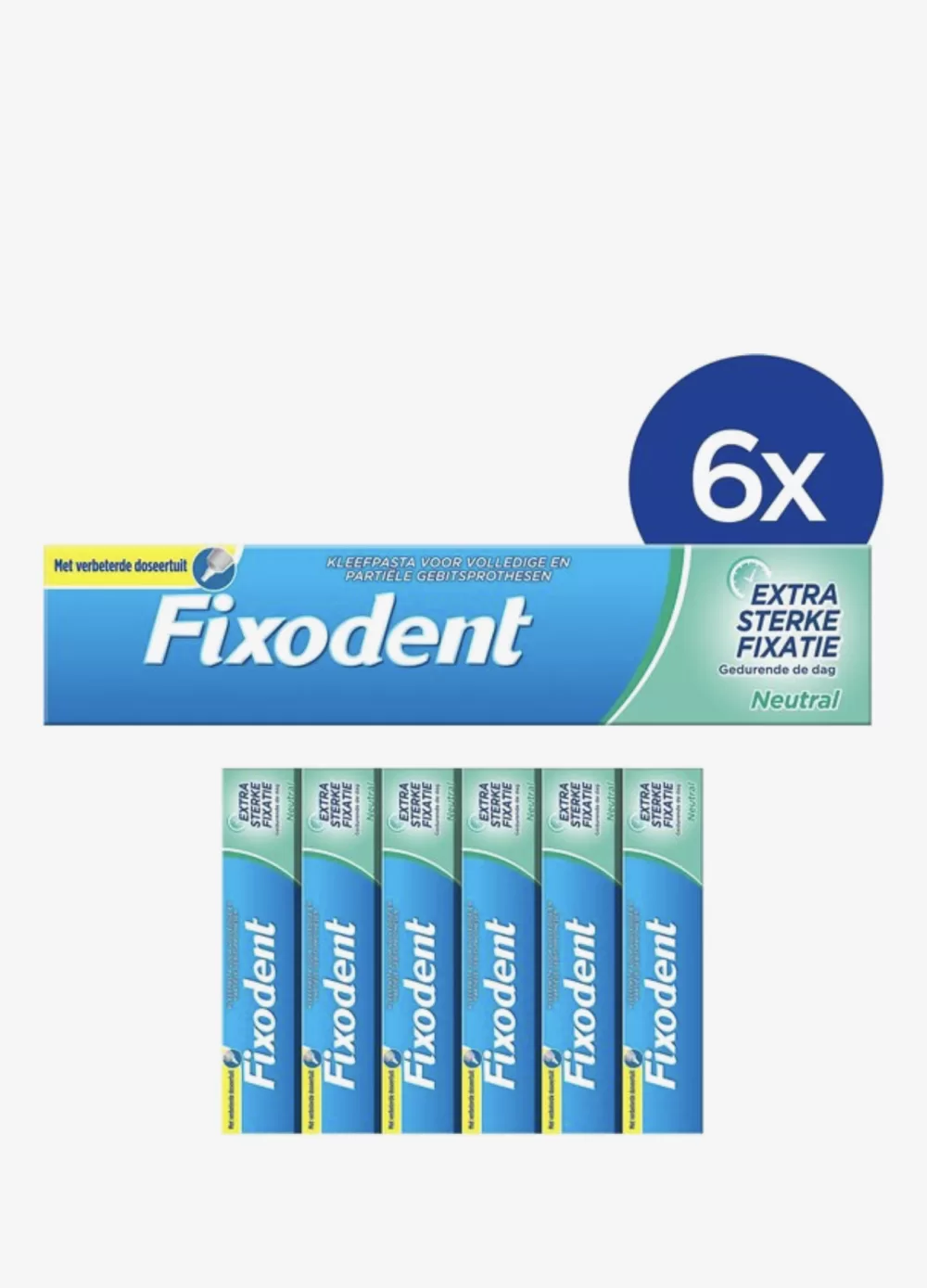 Fixodent Kleefpasta Sterke Fixatie Neutral 47g (6-pack) - sterke fixatie, comfort, voedselbarrière voor kunstgebitten