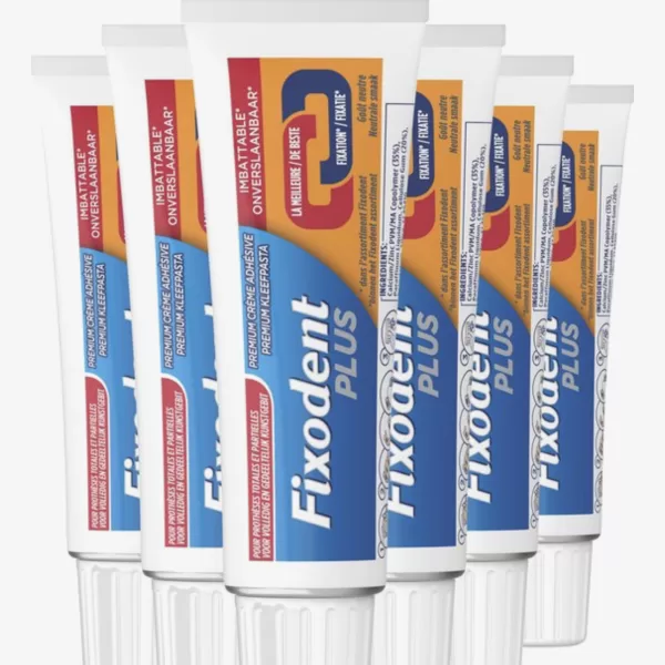 Fixodent Plus Kleefpasta Voordeelverpakking 6x40g - Ultra sterke fixatie, smaakvrij, voor volledige en gedeeltelijke kunstgebitten