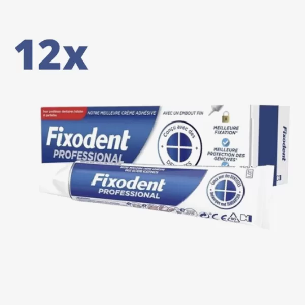 Fixodent Professional Kleefpasta – 12 x 40g – Voordeelverpakking für starken Halt und Komfort – Ideal für Zahnprothesenpflege