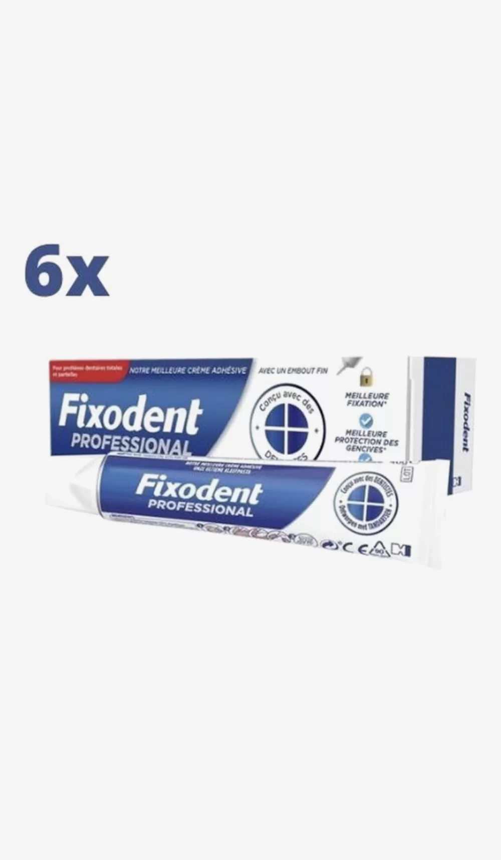 Fixodent Professional Kleefpasta - 6x40g Vorteilspackung für starken Halt und Komfort - Ideal für Zahnprothesenpflege