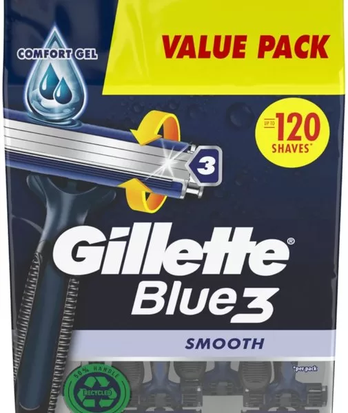 Gillette Blue3 Smooth Wegwerfscheermesser - 12 Stück (3er Pack) für eine sanfte und gründliche Rasur, ideal für unterwegs