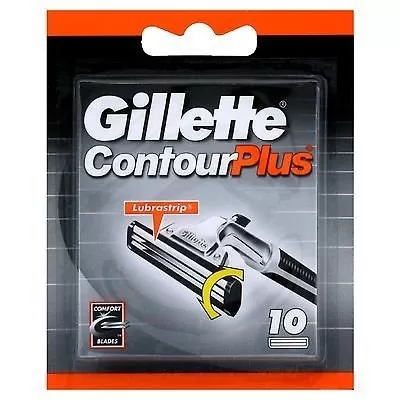 Gillette Contour Plus Scheermesjes - 10 Stuks, Comfortabele Bladen, Lubrastrip voor Gladde Huid, Ideaal met Scheergel/Scheerschuim