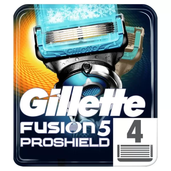 Gillette Fusion ProShield Chill Scheermesjes – 4 Stuks, Flexball Technologie, Huidbescherming, Glad Scheren, Voor een Comfortabele Ervaring