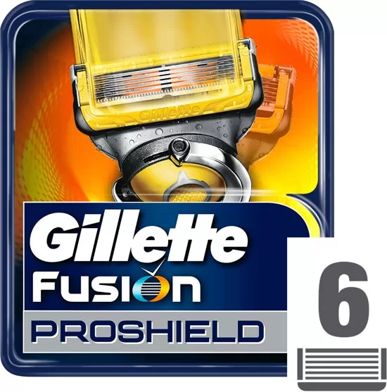 Gillette Fusion ProShield Scheermesjes - 6 Stuk - Geavanceerde Bescherming, FlexBall Technologie, Precisie Messen, Ideaal tegen Huidirritatie