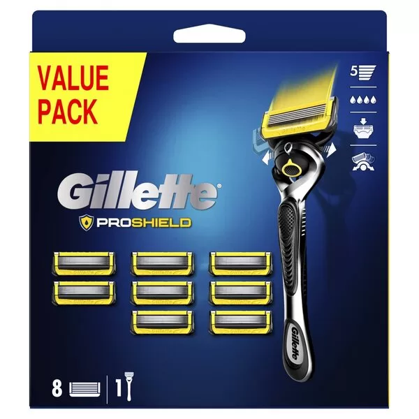 Gillette Fusion ProShield Scheersysteem voor mannen - 5 mesjes, FlexBall technologie, 8 navulmesjes, precisietrimmer, irritatiebescherming