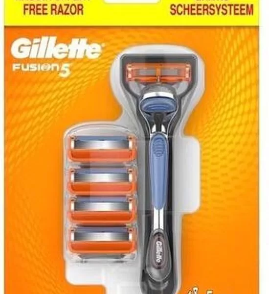 Gillette Fusion Scheerapparaat met 4 Mesjes – 5 Scheerbladen voor een Comfortabele Scheerervaring voor Mannen