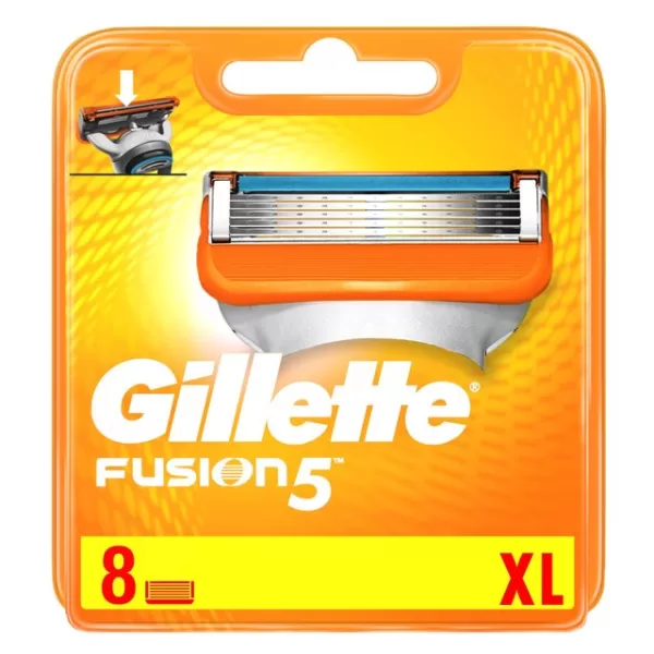 Gillette Fusion Scheermesjes 8 Stuks – 5 Antifrictie Mesjes, Flexibele Comfort Guard, Vitamine E & Aloë, Ideaal voor Glad Scheerresultaat