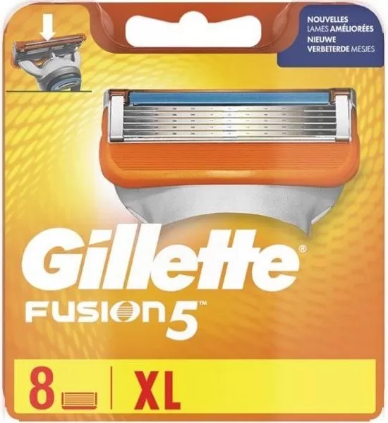 Gillette Fusion Scheermesjes - 8 Stuks - Geavanceerde Technologie, Comfortabel Scheren, Geschikt voor Gevoelige Huid, Inclusief Precisie Trimmer