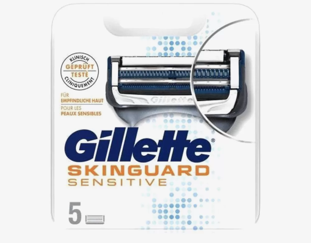 Gillette Fusion Skinguard Sensitive Navulmesjes - 5 Stuks, Minimaal Huidcontact, Glad Scheerresultaat, Voor Gevoelige Huid, Irritatievrij