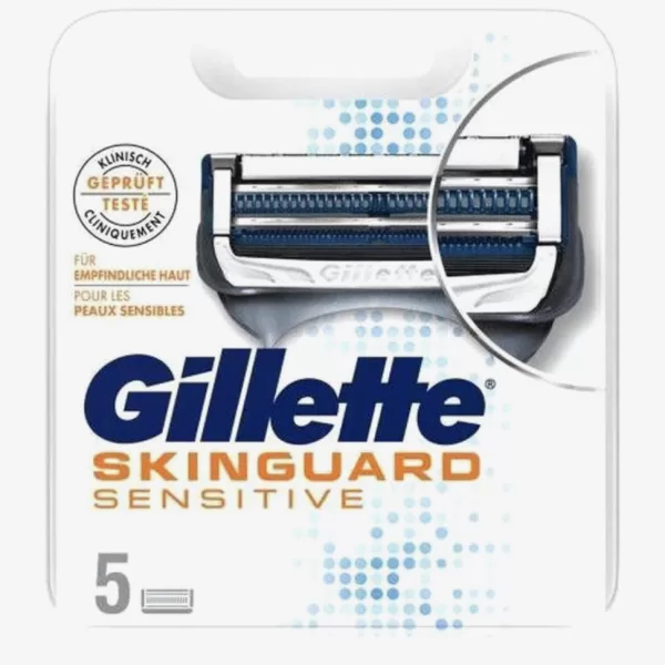 Gillette Fusion Skinguard Sensitive Navulmesjes - 5 Stuks, Minimaal Huidcontact, Glad Scheerresultaat, Voor Gevoelige Huid, Irritatievrij