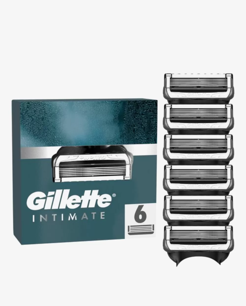 Gillette Intimate Navulmesjes - 6 Scheermesjes voor de Intieme Zone met 5 Antifrictiemesjes & Dermatologisch Getest voor Comfort en Bescherming