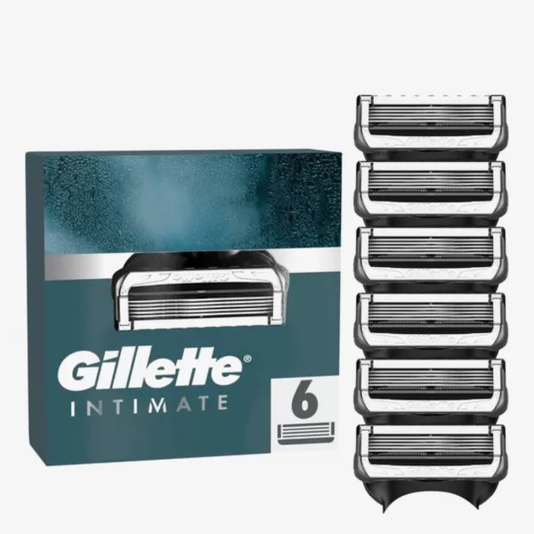 Gillette Intimate Navulmesjes - 6 Scheermesjes voor de Intieme Zone met 5 Antifrictiemesjes & Dermatologisch Getest voor Comfort en Bescherming