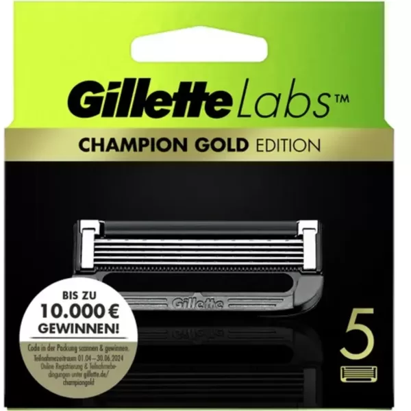 Gillette Labs Champion Gold Edition Rasierklingen – 5 Stk. für Männer, passend für Gillette Labs Rasierer mit Präzisionstrimmer