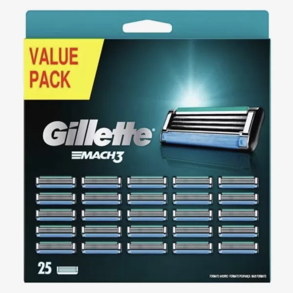 Gillette Mach3 Scheermesjes – 25 Stuks Voordeelpak, DuraComfort, Gladde Scheerbeurt, Geschikt voor Alle Mach3 Systemen, Huidbescherming