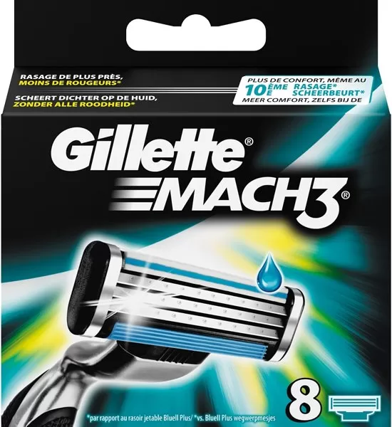 Gillette Mach3 Scheermesjes - 8 Stuks - DuraComfort Technologie, Voor Comfortabel Scheren Zonder Roodheid, Geschikt Voor Alle Mach3 Systemen