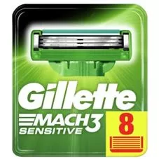 Gillette Mach 3 Sensitive Rasierklingen - 8 Stück Packung für eine sanfte und gründliche Rasur, ideal für empfindliche Haut