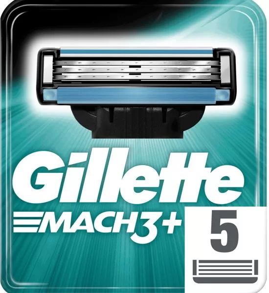 Gillette Mach3+ Scheermesjes - 5 Stuks | Sterke Mesjes, 15 Scheerbeurten, Beschermende Strip, Voor Alle Mach3 Systemen