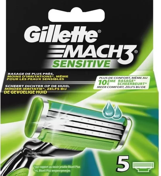 Gillette Mach3 Sensitive Scheermesjes - 20 Stuks - Voor 15 Comfortabele Scheerbeurten - Geschikt voor alle Mach3 Scheersystemen