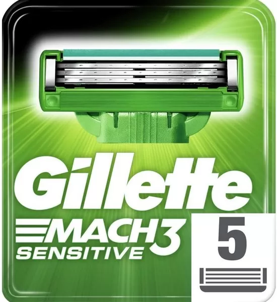 Gillette Mach3 Sensitive Scheermesjes - 5 Stuks, Sterker dan Staal, Tot 15 Scheerbeurten, Extra Comfort, Geschikt voor Alle Mach3 Systemen