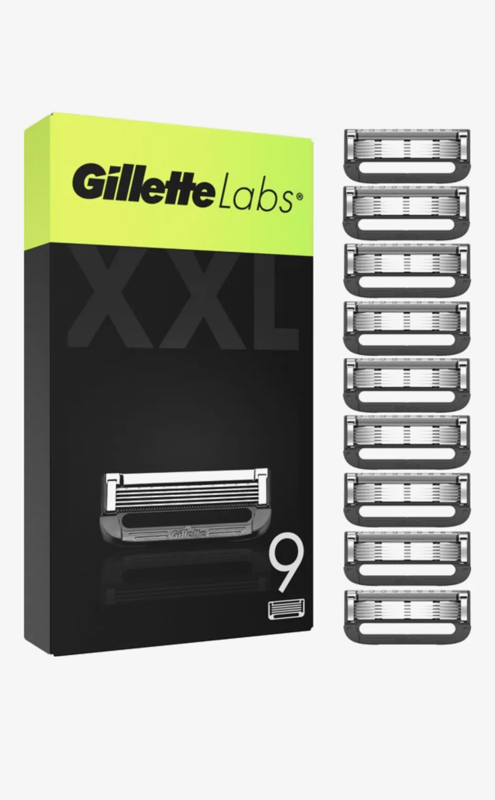 Gillette Navulmesjes voor GilletteLabs – 9 Scheermesjes met Exfoliating Bar & Heated Razor – Ultiem Comfort en Precisie