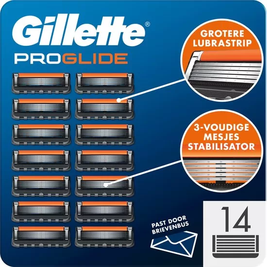 Gillette ProGlide Scheermesjes - 14 Ultra-scherpe Navulmesjes voor Mannen met Precisietrimmer & Bredere Lubrastrip voor Comfort