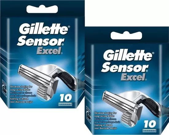 Gillette Sensor Excel Scheermesjes - 20 Stuks, Dubbele Mesjes, Flexibele Micro-Ribbels, Lubra-Strip met Aloë Vera, Geschikt voor Sensor Apparaten