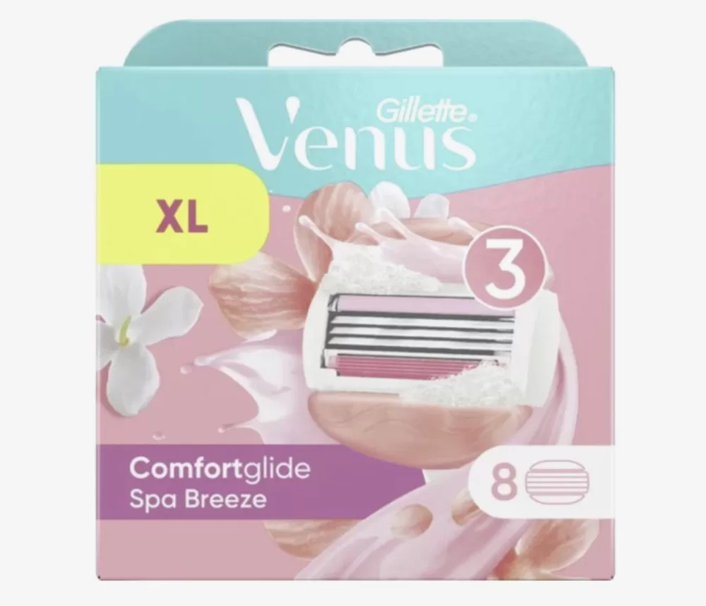 Gillette Venus Breeze Scheermesjes – Comfortglide, 8 Stuks, 3 Mesjes + Ingebouwde Scheergelkussentjes voor Zijdezachte Huid