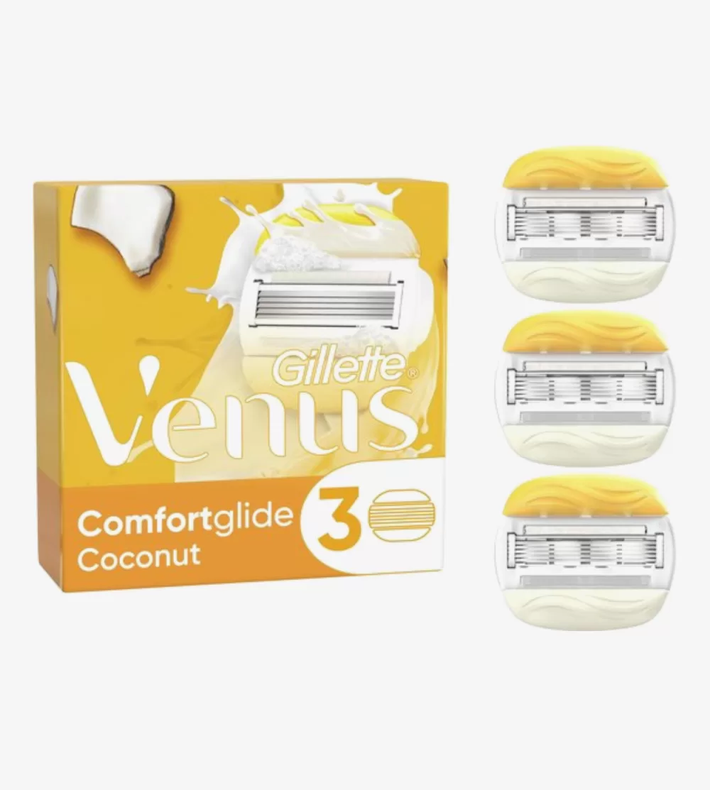 Gillette Venus Comfortglide Coconut Navulmesjes - 3 Stuks, 5 Mesjes, Huidbescherming, Hydratatie, Voor een Gladde Scheerbeurt voor Vrouwen